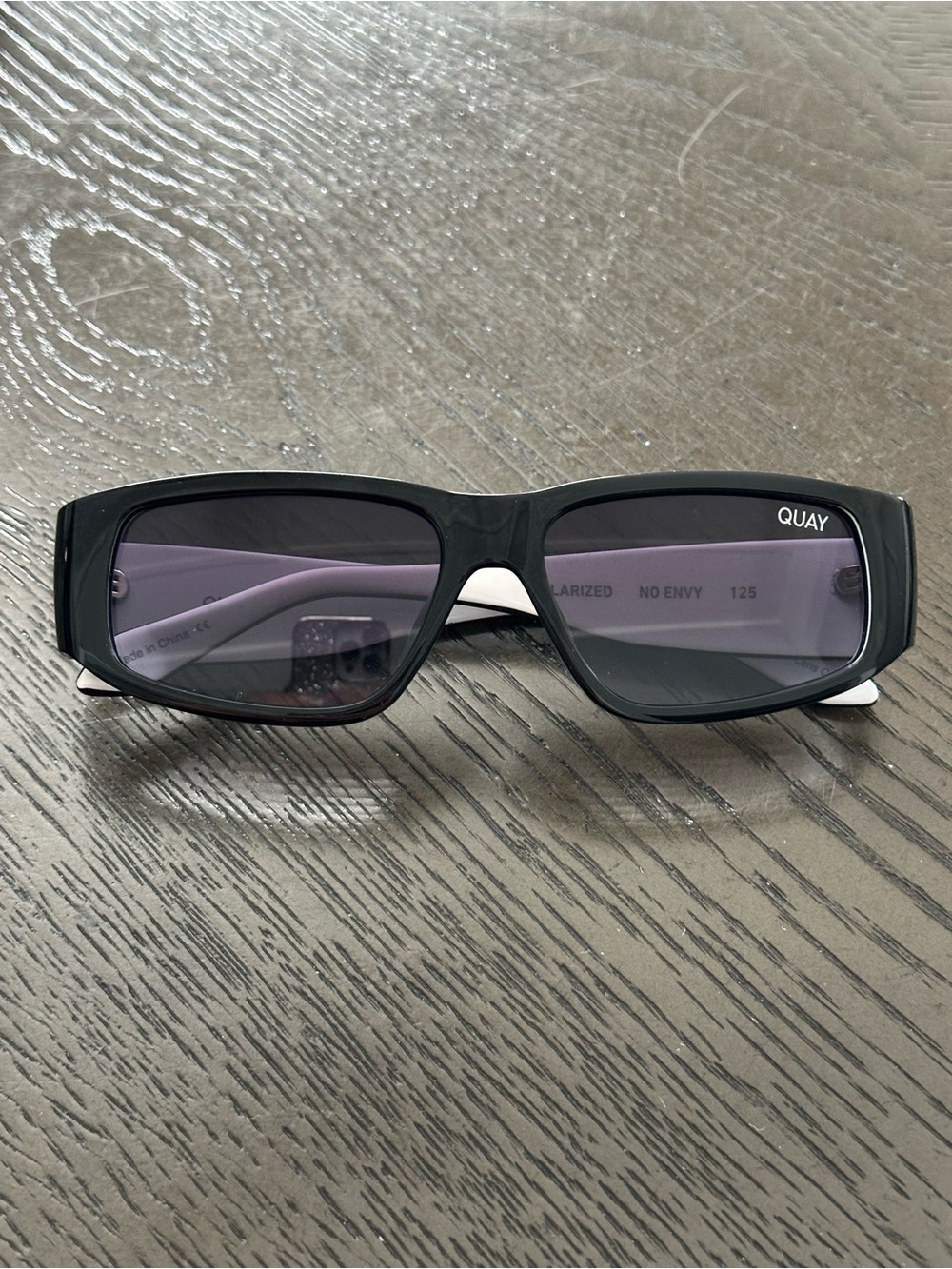 Quay No Envy Black Rectangle Sunglasses Polarized